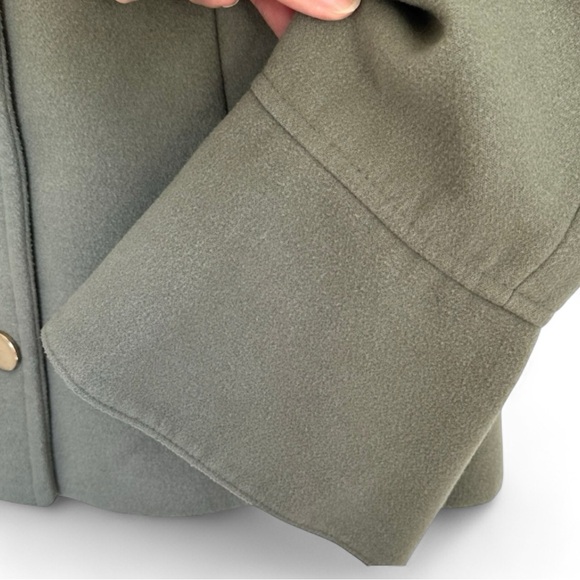 Crown & Ivy Sage Double Breasted Short Pea Coat Fluted Sleeves-Size Large - Picture 6 of 11